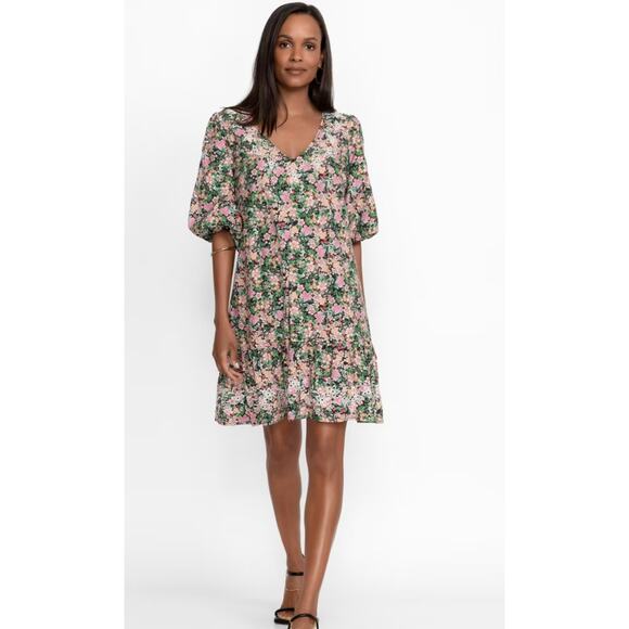 XS Johnny Was Floral Print Rebeka Poplin Mini Dress - Picture 1 of 6